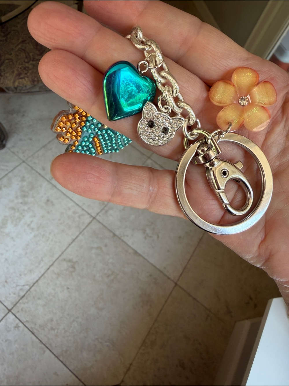 Diamond Painted Cat Keychain – Sealed with Premium Charms & Crystal Accents - Picture 6 of 9